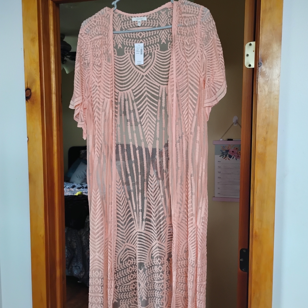 Peach Lace Kimono